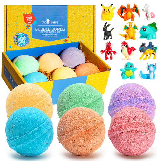 Monster Bath Bombs for Kids with Surprise Toys Inside (6 Pack)