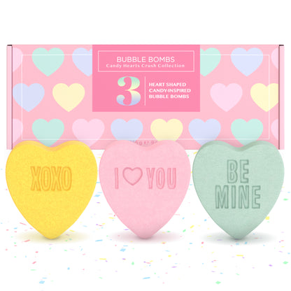 Candy Hearts Bath Bombs for Her (3 Pack)
