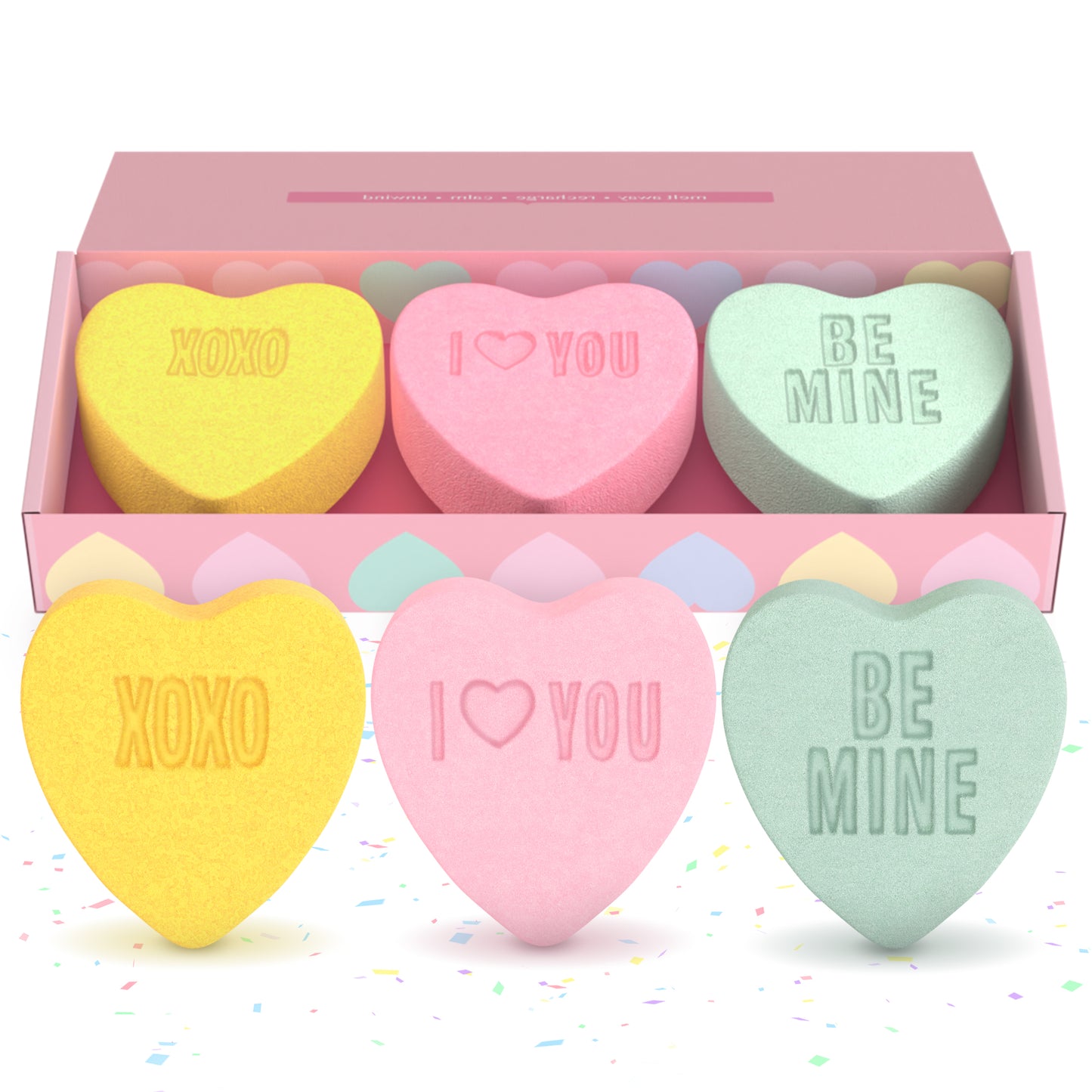 Candy Hearts Bath Bombs for Her (3 Pack)