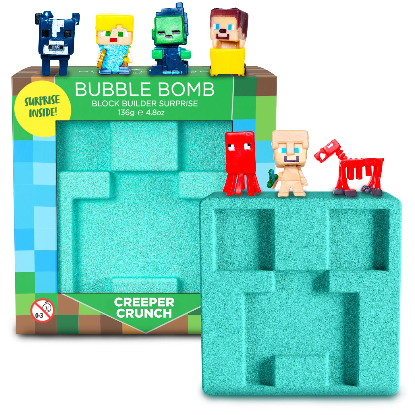 Block Builder TNT Bath Bomb for Kids with Surprise Toys Inside (1 Pack)