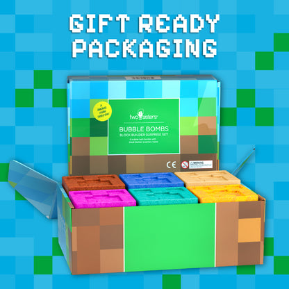 Block Builder TNT Bath Bombs for Kids with Surprise Toys Inside 6 Pack