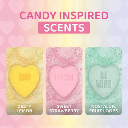 Candy Hearts Bath Bombs for Her (3 Pack)