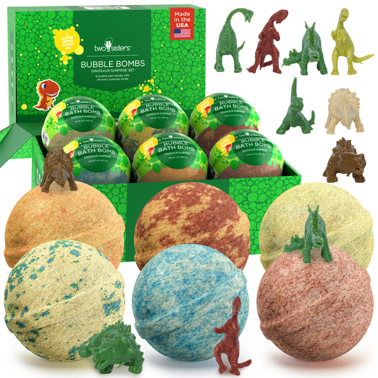 6 Dinosaur Surprise Bubble Bath Bombs Set