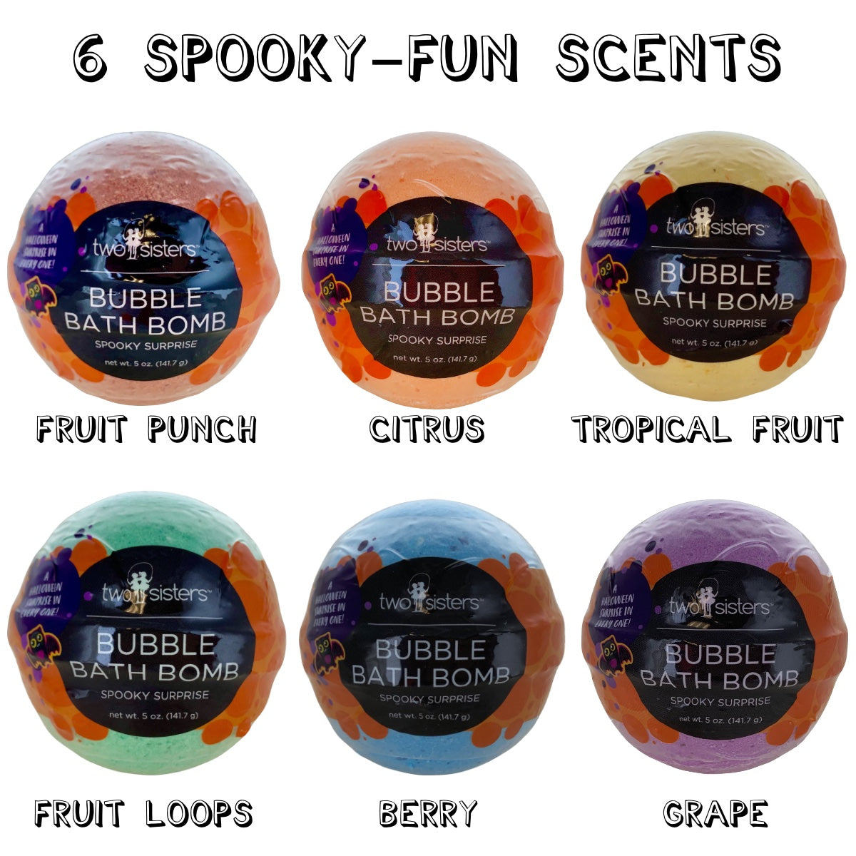 6 Spooky Surprise Halloween Bubble Bath Bombs Set