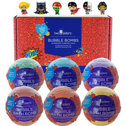 6 Superhero Surprise Bubble Bath Bombs Set - Two Sisters Spa