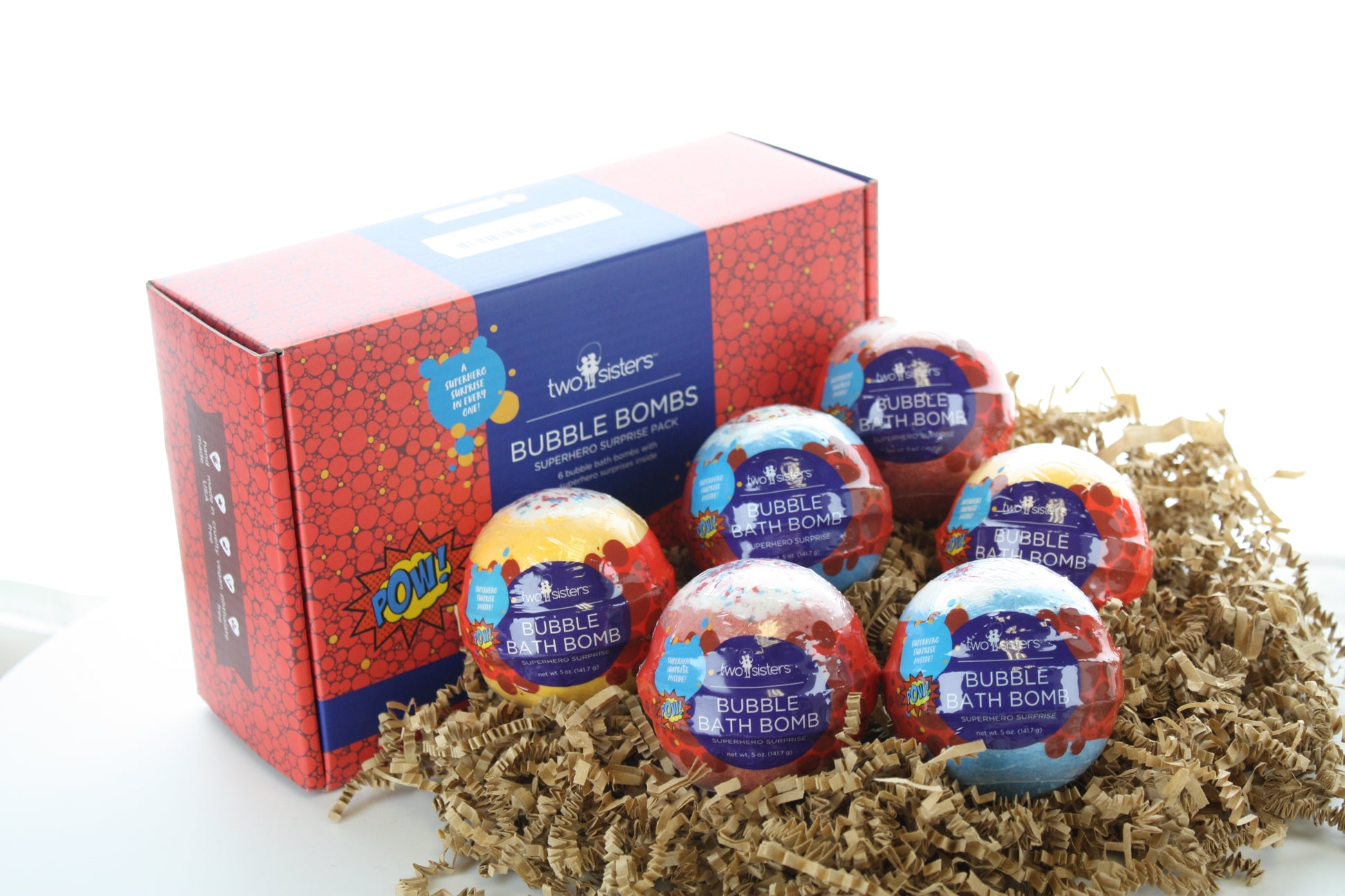 6 Superhero Surprise Bubble Bath Bombs Set - Two Sisters Spa