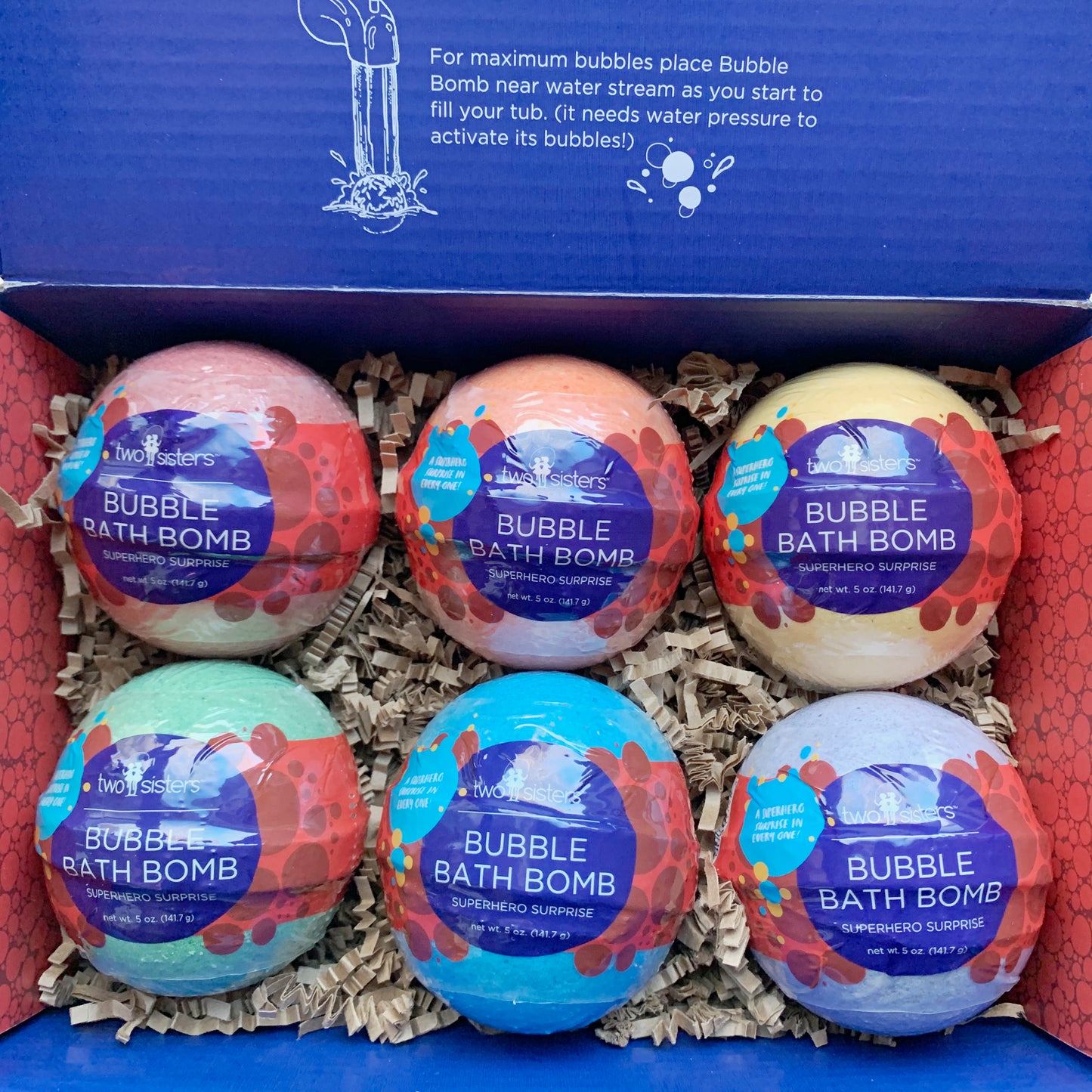 6 Superhero Surprise Bubble Bath Bombs Set - Two Sisters Spa