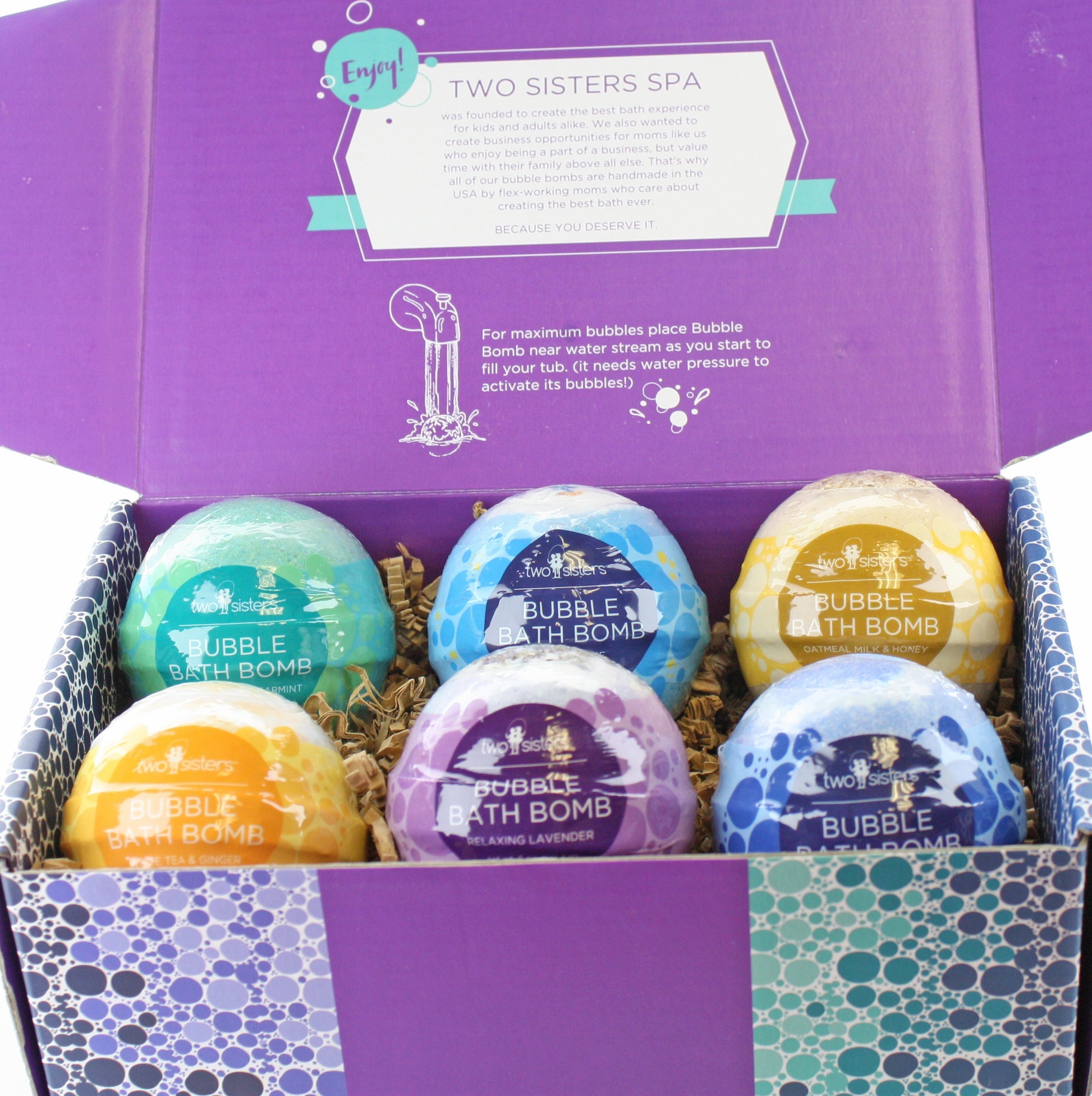 6 Relaxing Bubble Bath Bombs Gift Set - Two Sisters Spa